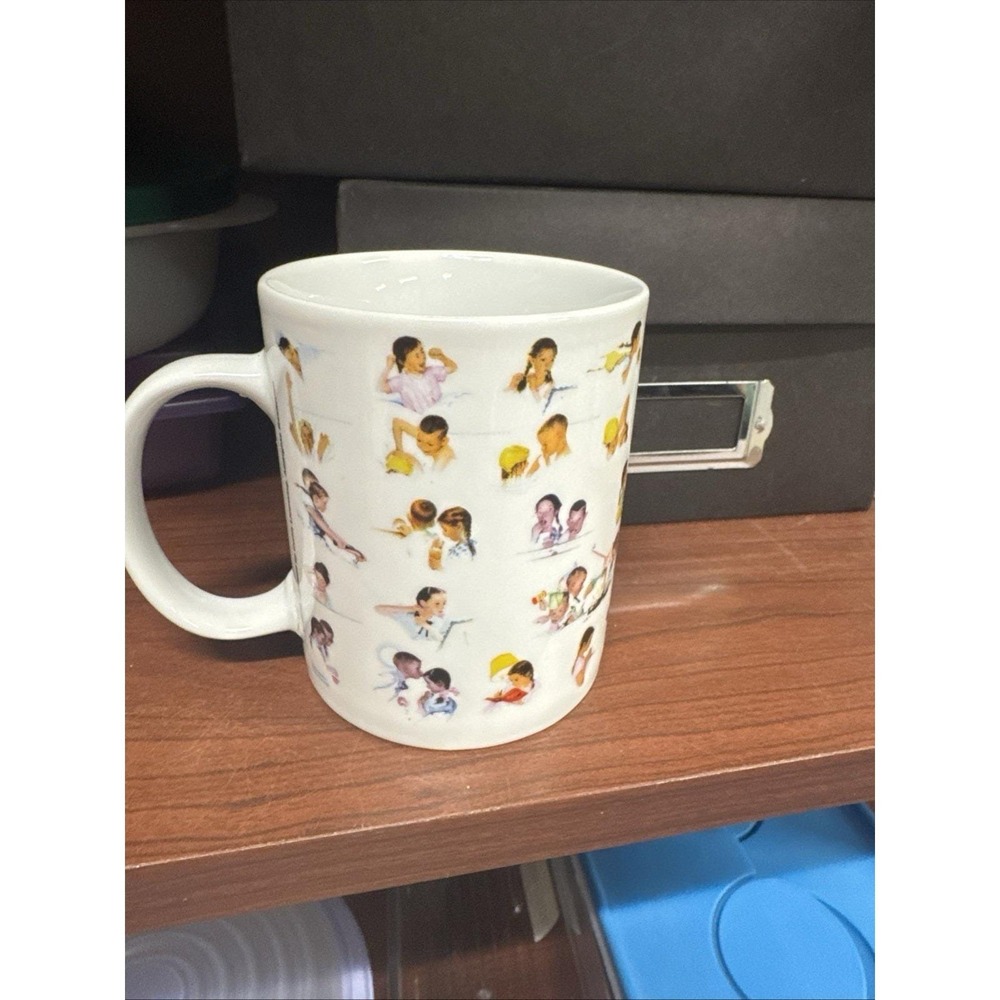 Vintage Style Children Swimming Ceramic Coffee Mug Water Sports Illustration